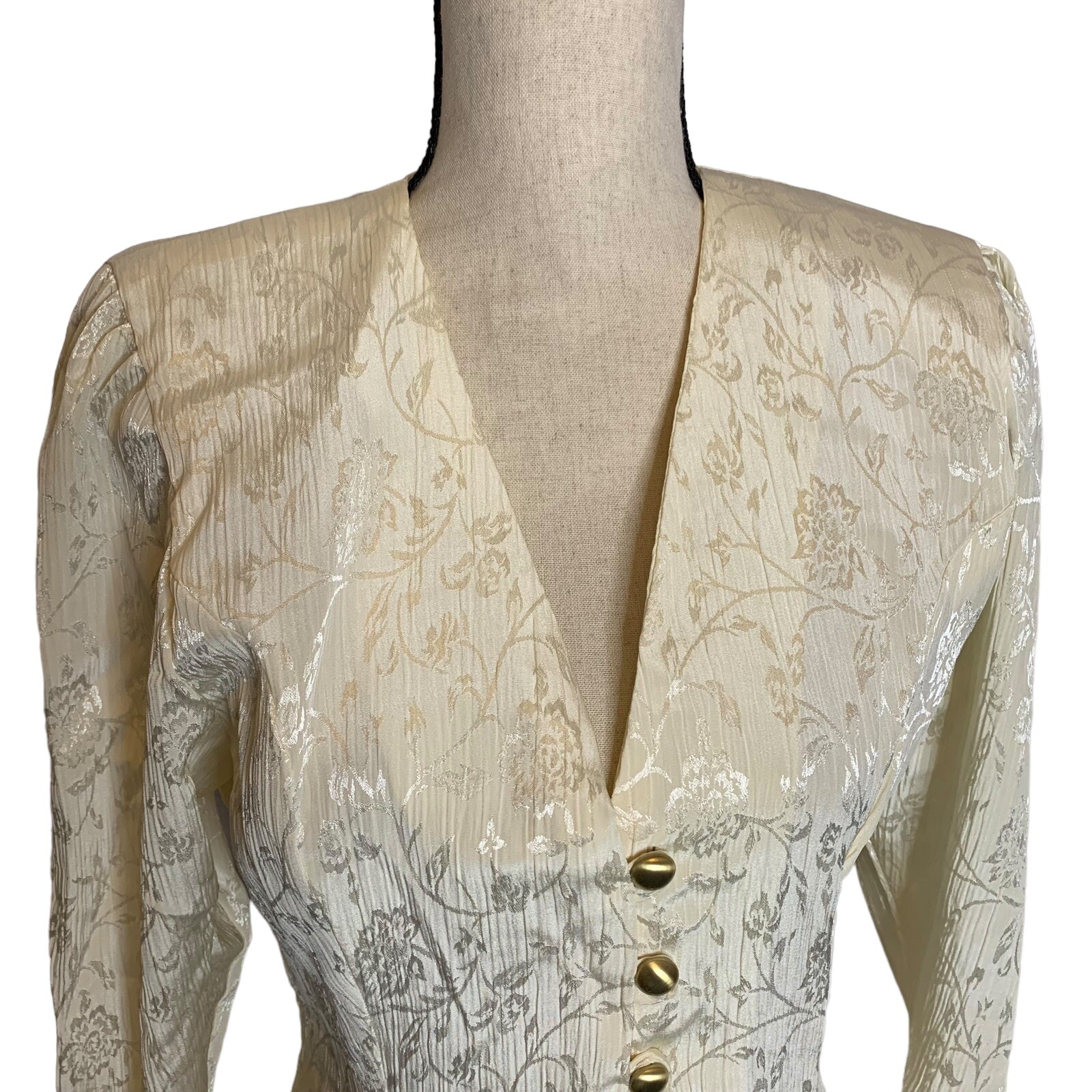 Vintage Wedding Dress Skirt Top Veil Faux Pearls Gold Tone Buttons Handmade
