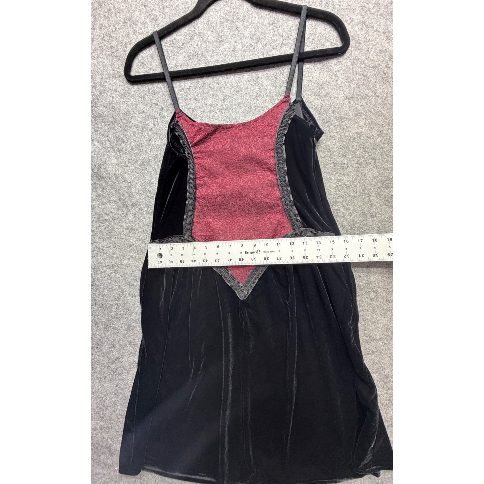 Vintage Cykxtees NYC Black Velvet Burgundy Medieval Goth Mini Dress Medium USA