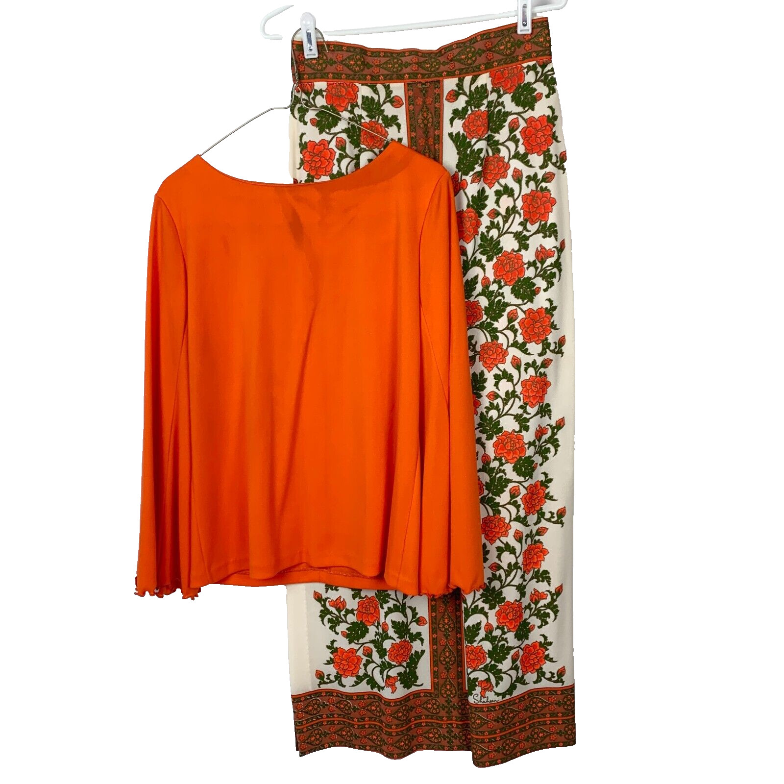 Vintage Miss Shaheen California Hawaii Floral Shirt Skirt Outfit Size 12