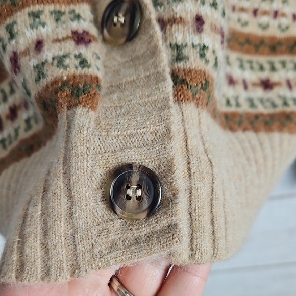 Jones Wear Vintage Fair Isle Cardigan Medium Cottagecore Dark Academia Grandma