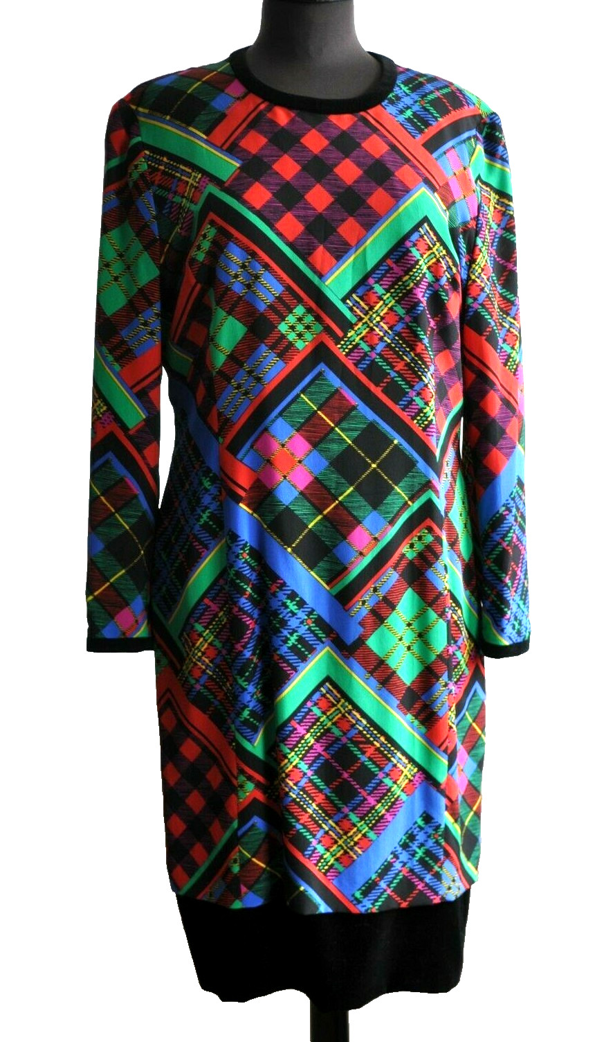 Antonette Haushofer Cocktail Dress Silk Colorful 80s Vintage Sheath Dress Pattern 38