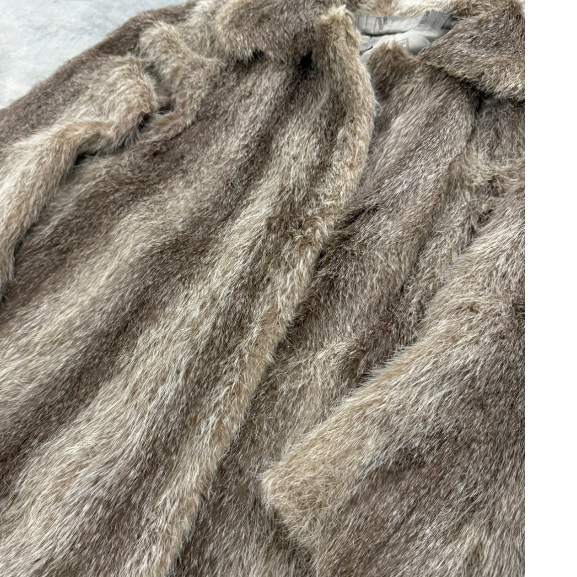 Vintage Brown raccoon Fur Full Length Long Coat Wide Collar Lined Womens