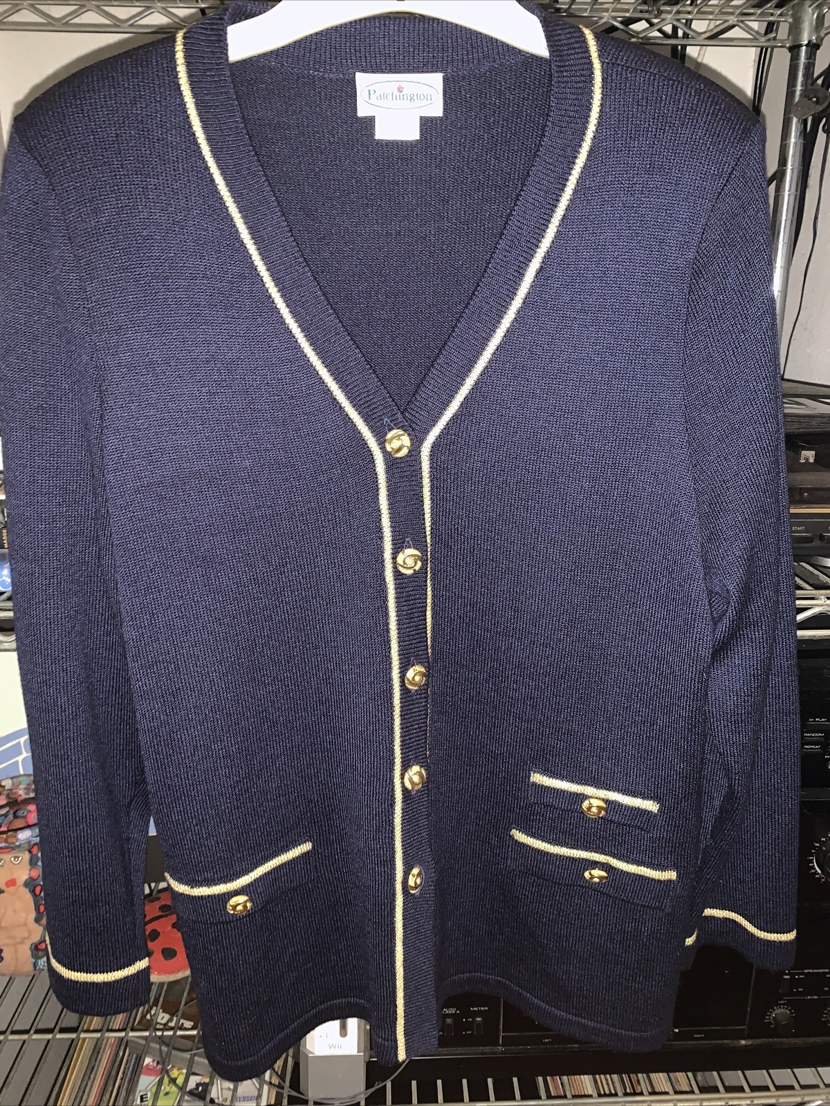 Patchington Vintage Women’s Navy button Up Sailor Look cardigan Size M