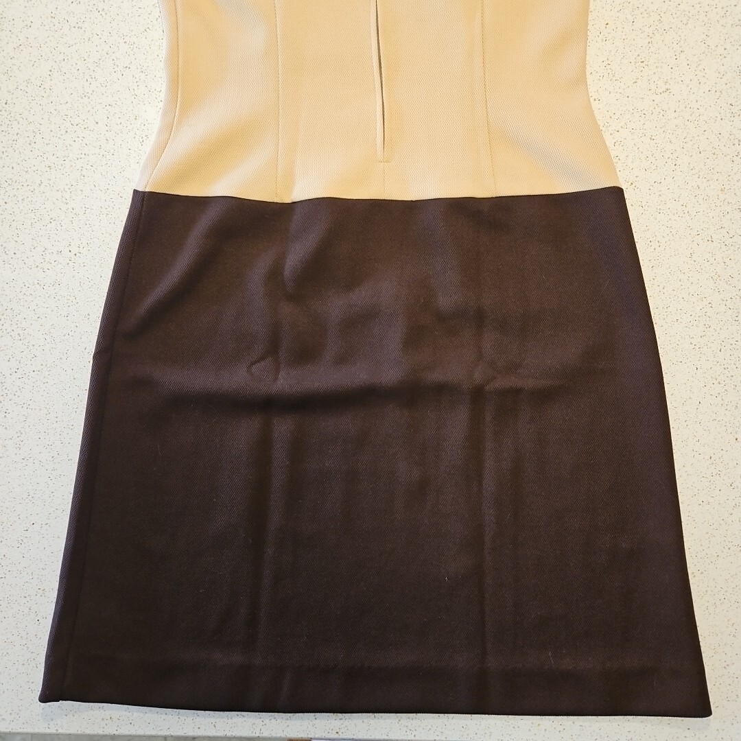 Vtg Hob Nobber Sheath Dress Womens S Brown Beige 60s Mod Double Knit Stretch