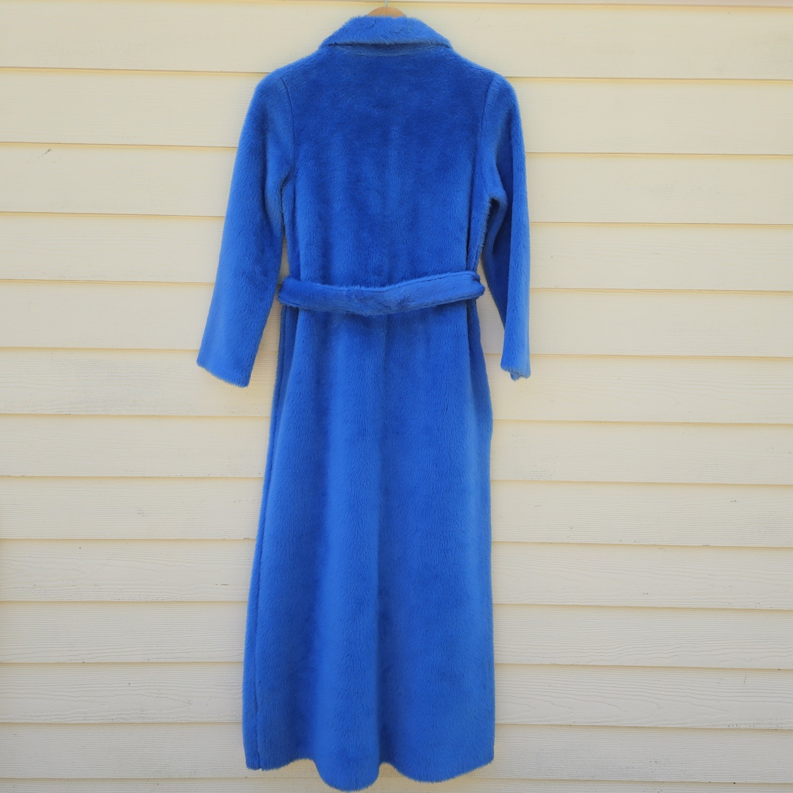 Vtg 1970s Sears At HomeWear 1/2 Zip Robe Womens XSP 4/6 Fuzzy Plush Blue Glam