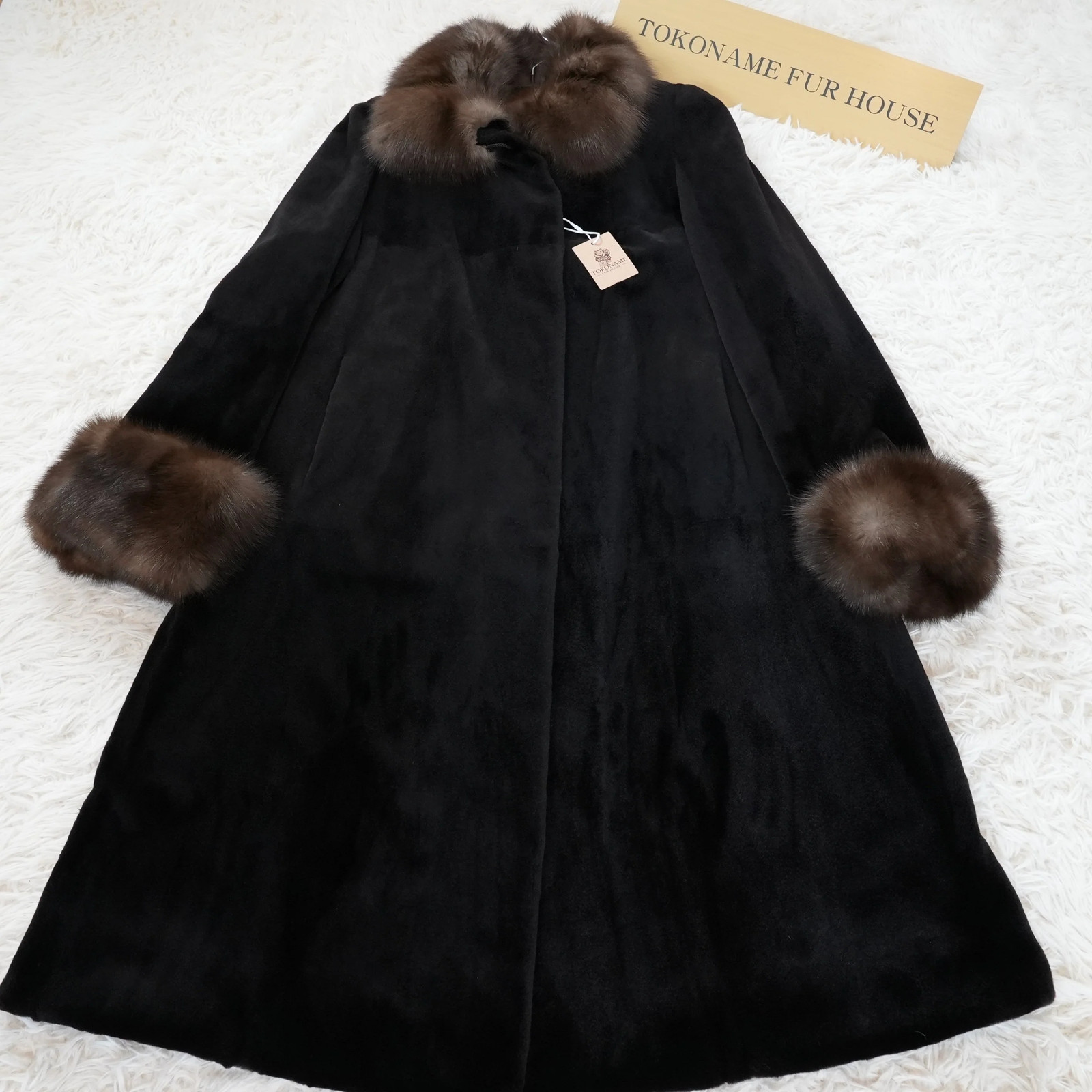 Shaved Mink and Russian Sable Trim Long Coat – Genuine Vintage Fur From Japan