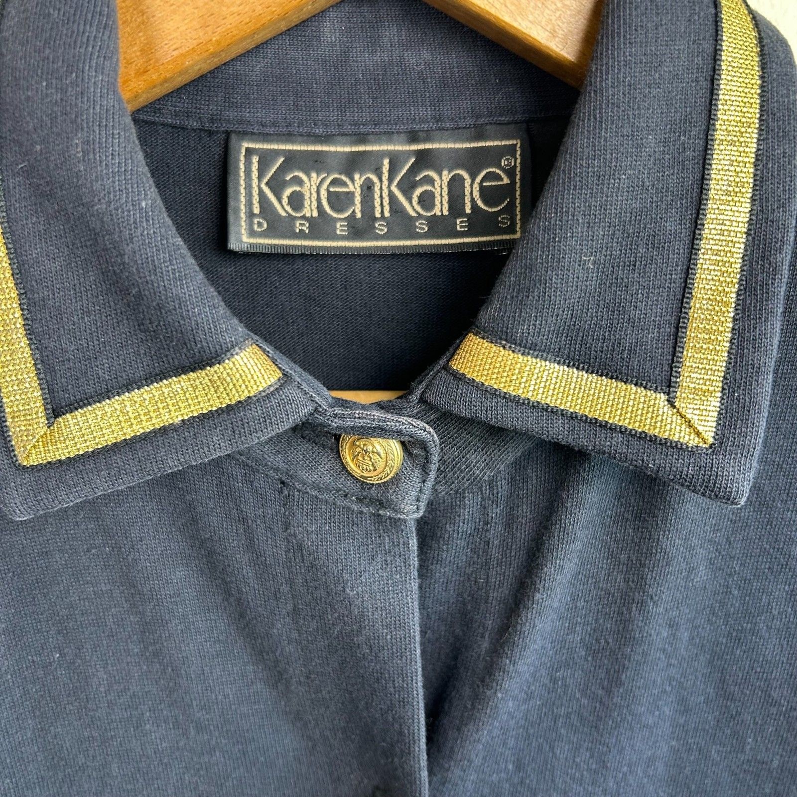 Vintage 90s Karen Kane Black and Gold Military Jumpsuit