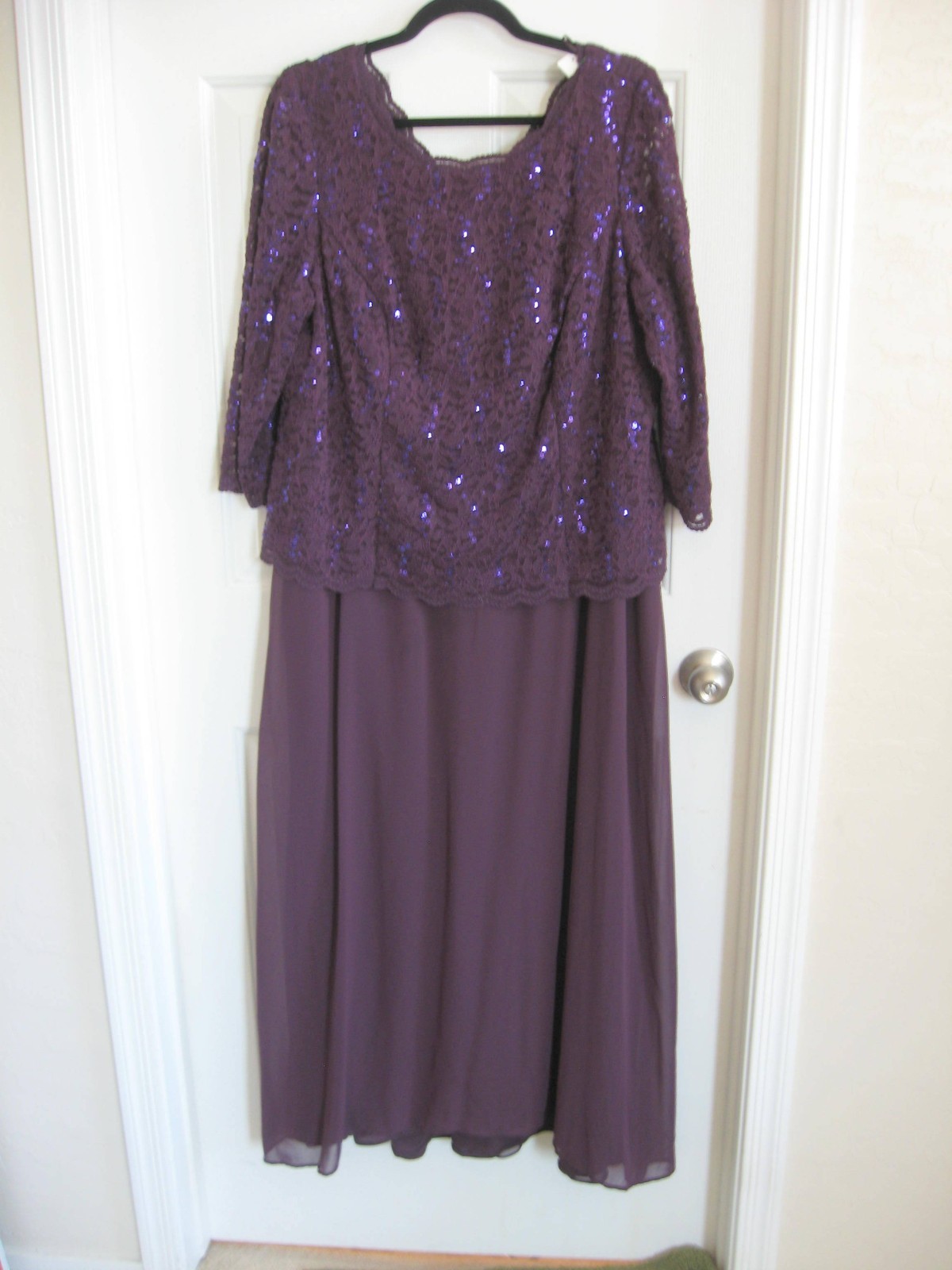 Vintage Purple Embellished Lace & Chiffon Evening Gown- Size 16W – Alex Evenings