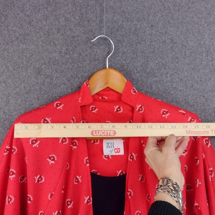 Vintage 80s/40s Dress Small Red Black Jersey Knit Peplum Dolman Sleeve
