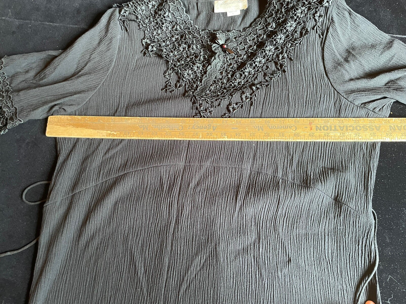 Vintage Magnet Art Lynn Yang Long Black Lacey Maxi Dress Sz Large