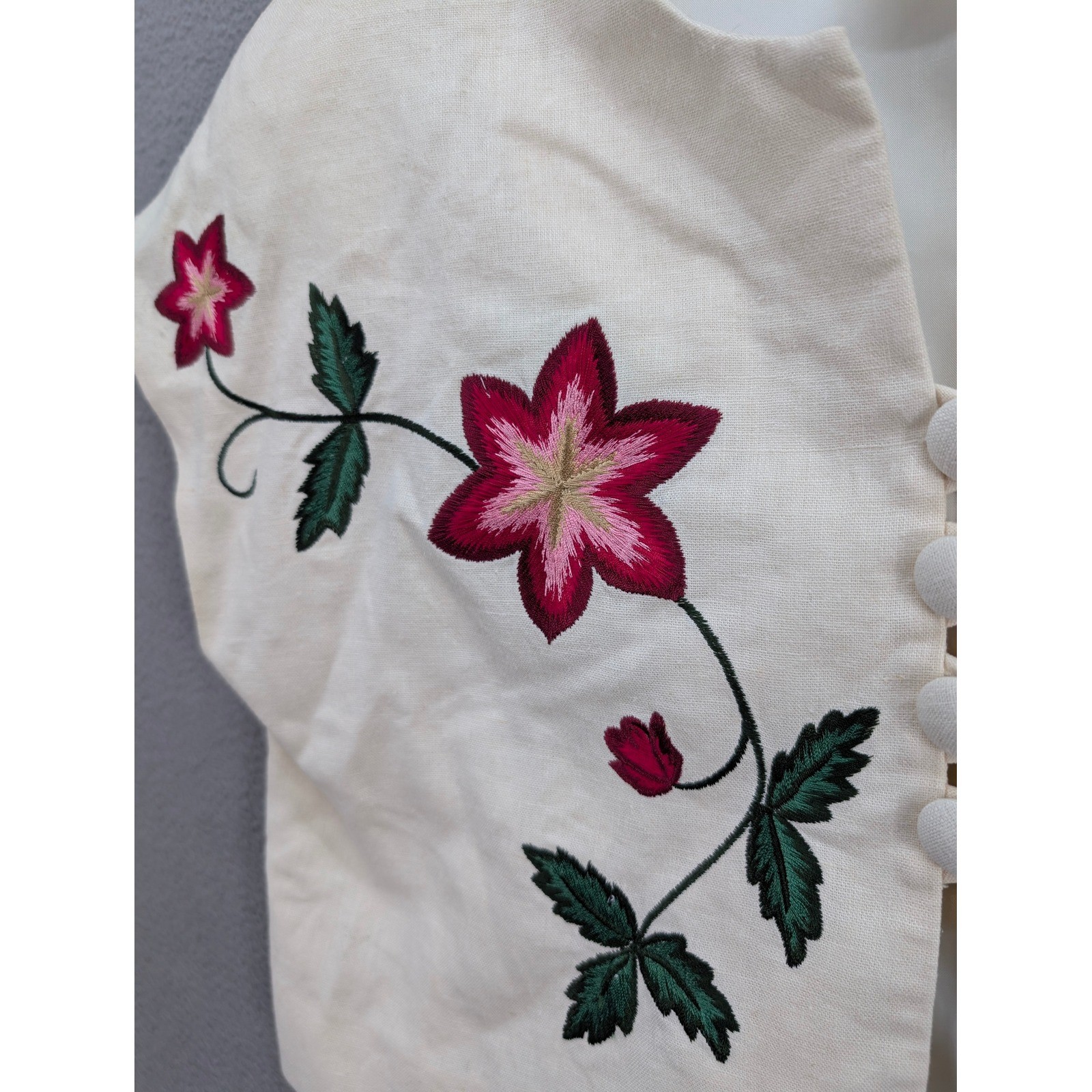 Virgo II Vintage 2pc Linen Blend Floral Embroidered Dress & Jacket Set Size 8