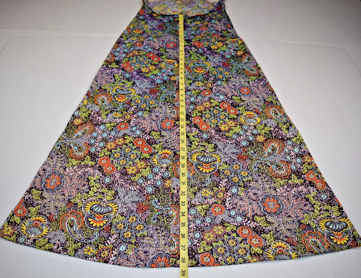 VTG Pool Dress Size S/M 70s Psychedelic Blue Purple Orange Flower Power Stretch