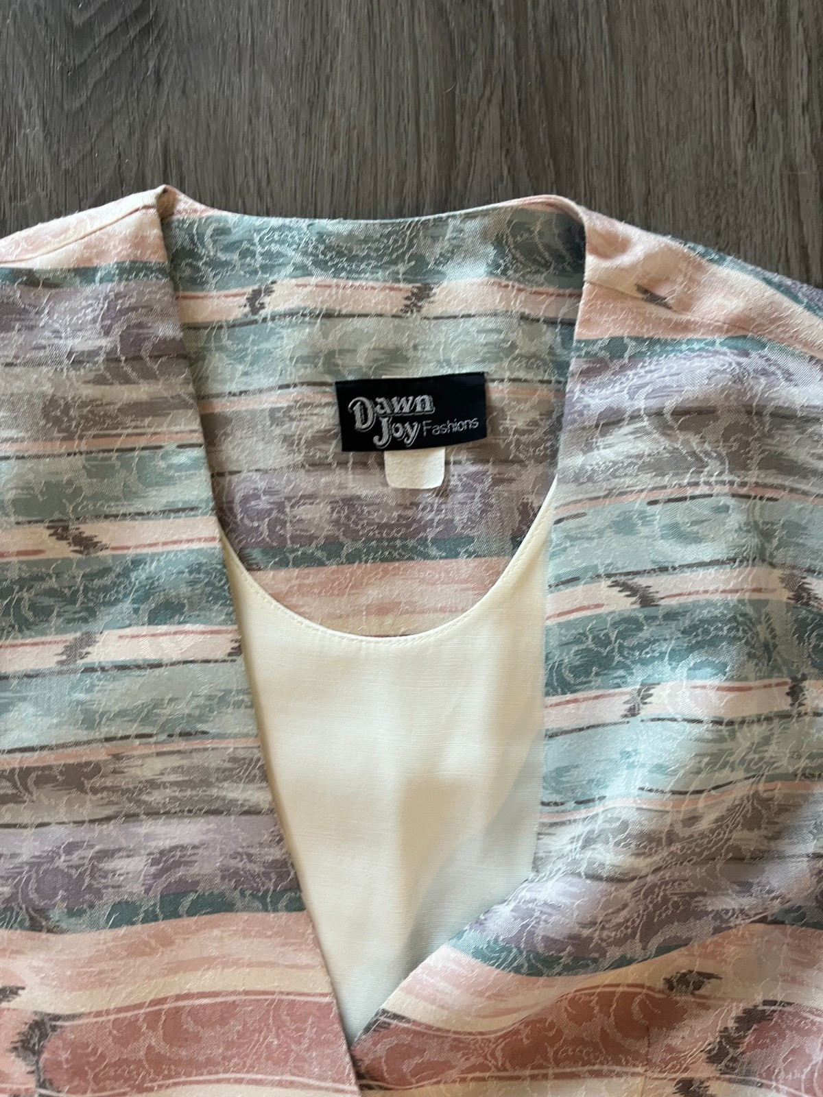 Vintage 1980’s Dawn Joy Fashions Pastel Print Oversized Blazer, Size L