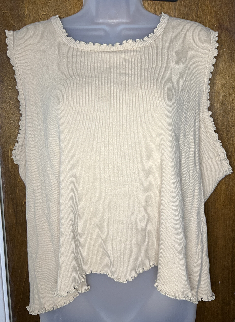 Betty Blue Vintage Crop Top Ruffle Edge Plus 26/28 Made in Hong Kong 1980s