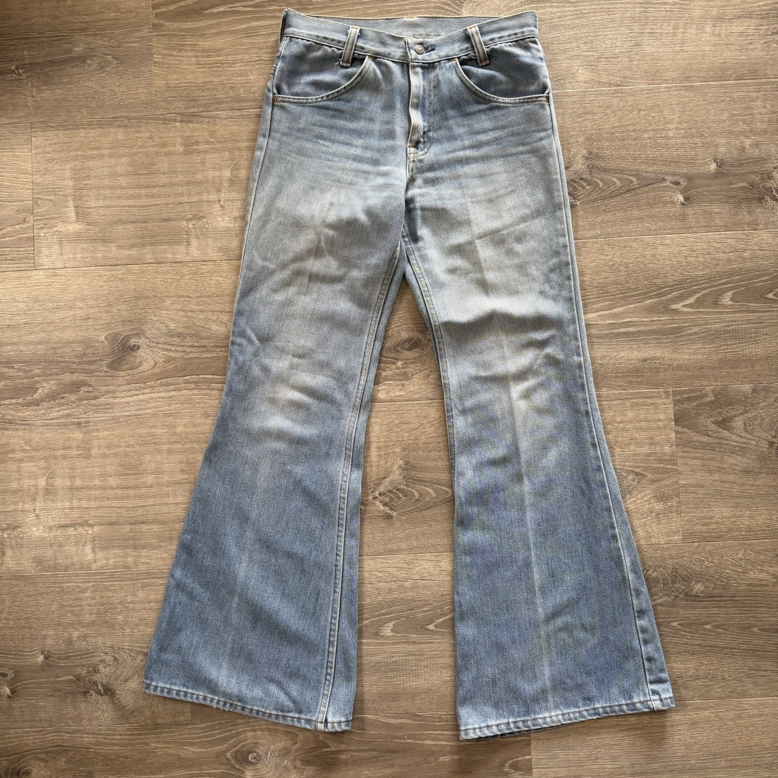 Vintage 70s Plain Pockets JC Penney Flare Bellbottom Jeans 30×31