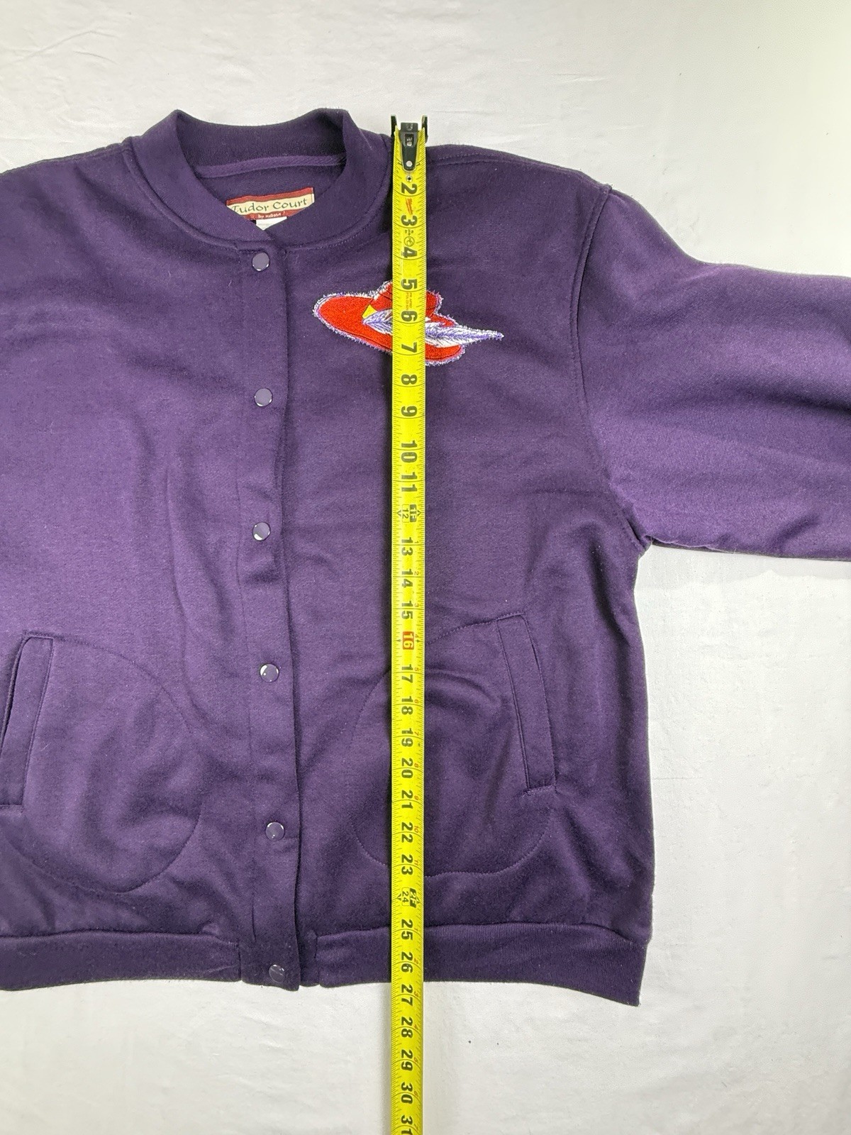 Vintage Tudor Court Button Up Sweatshirt Purple 80s Grandma Jacket Women’s PM