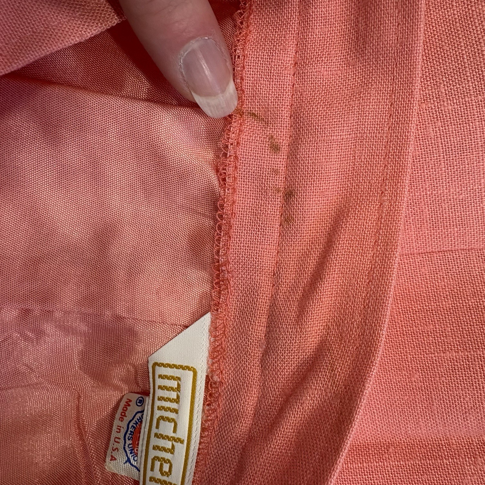 70s Michele NY Coral Pink Skirt Size 7/8 Union Made NOS Deadstock USA Vintage