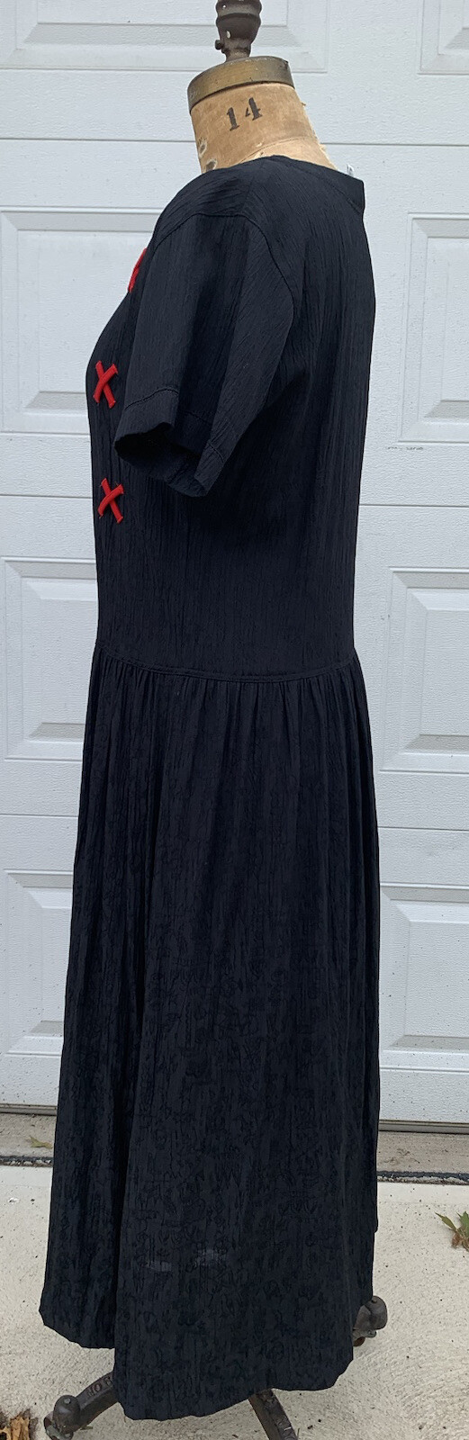 Vtg 1980s Drop Waist Pop Art Appliqué Dress B Blast Bust 40 S/M