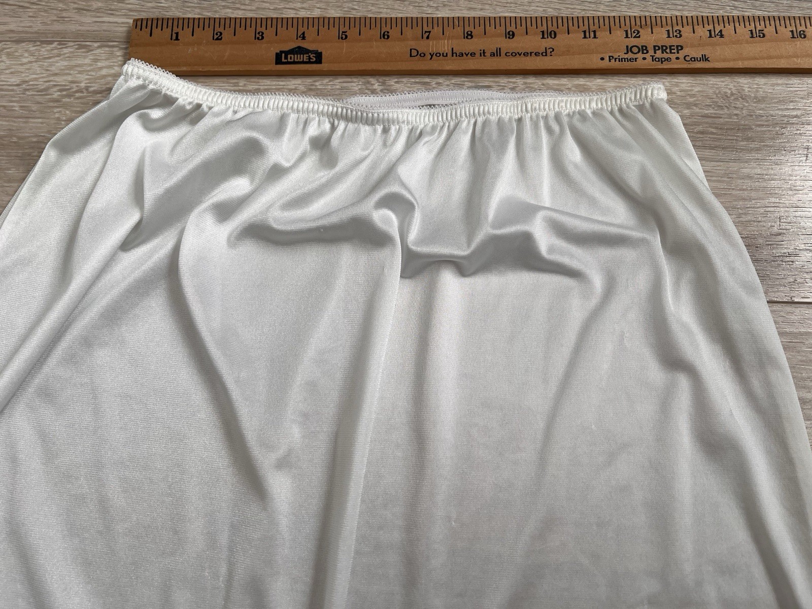VTG Velrose Half Slip Women’s 1X 35” Long White Nylon Slit Lace Trim Made in USA