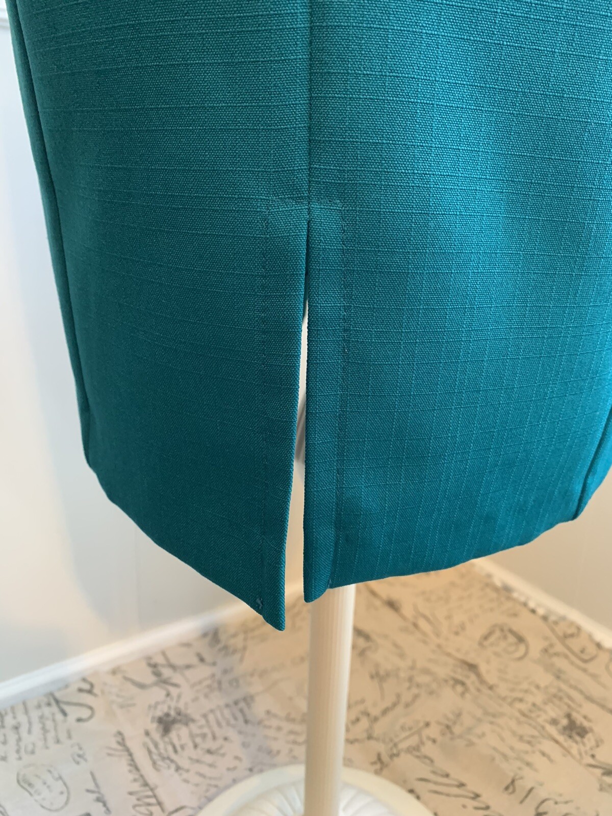 Vtg 80s Does 60s Secretary Dress Teal White Sz 16 Retro Flight Attendant Costume