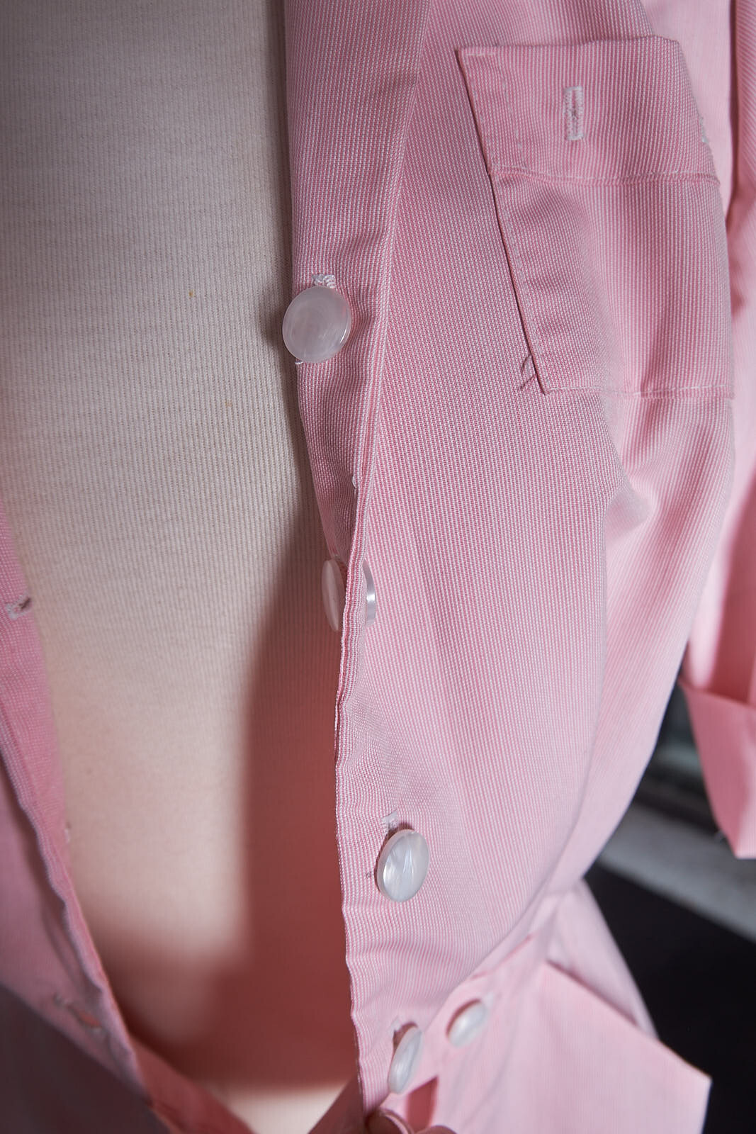 1970s Pink Candy Stripper Nurses Dress Uniform