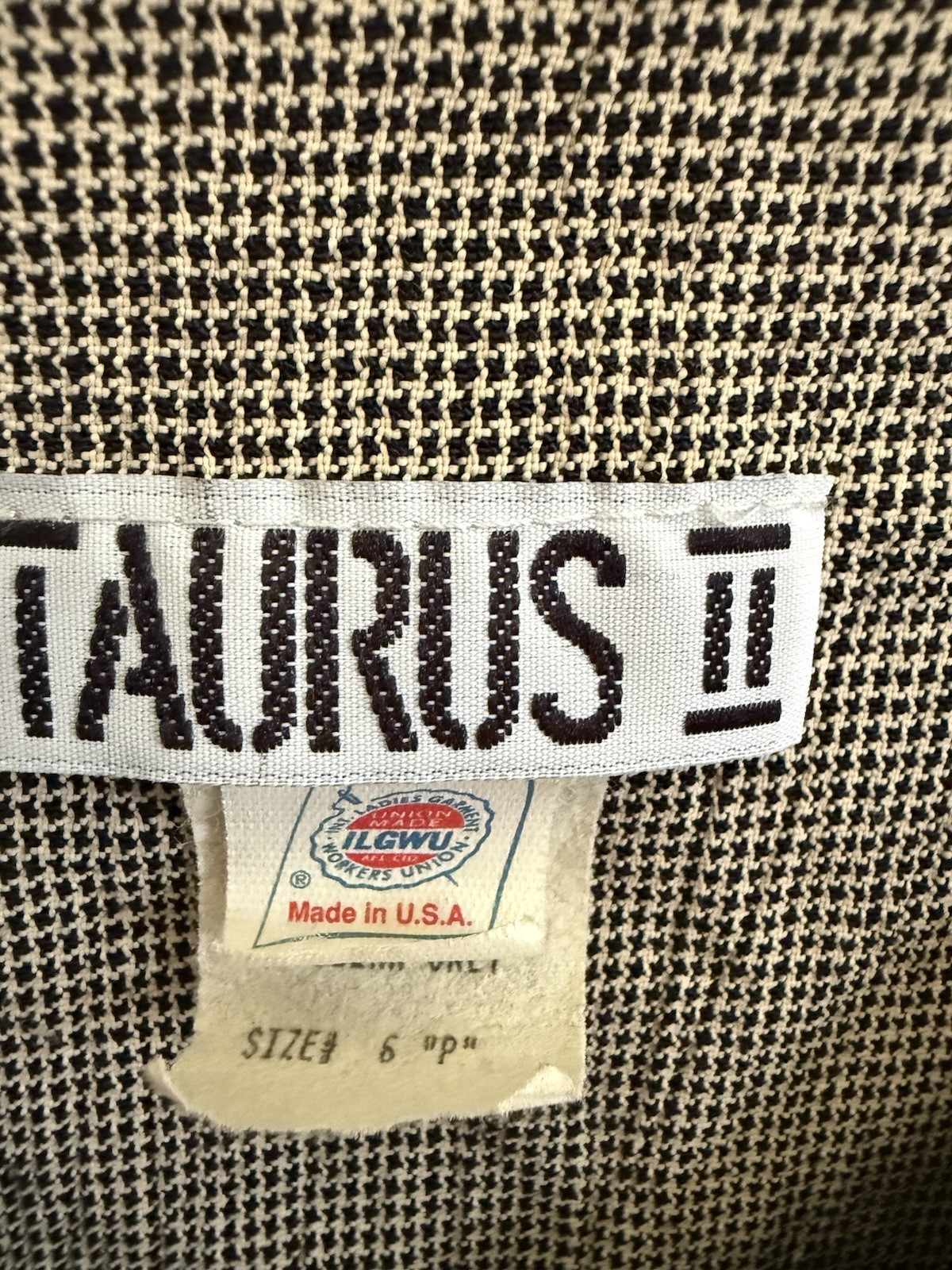 Vintage 90s Taurus II Color Block Blazer Jacket Houndstooth Cropped Petite 6P
