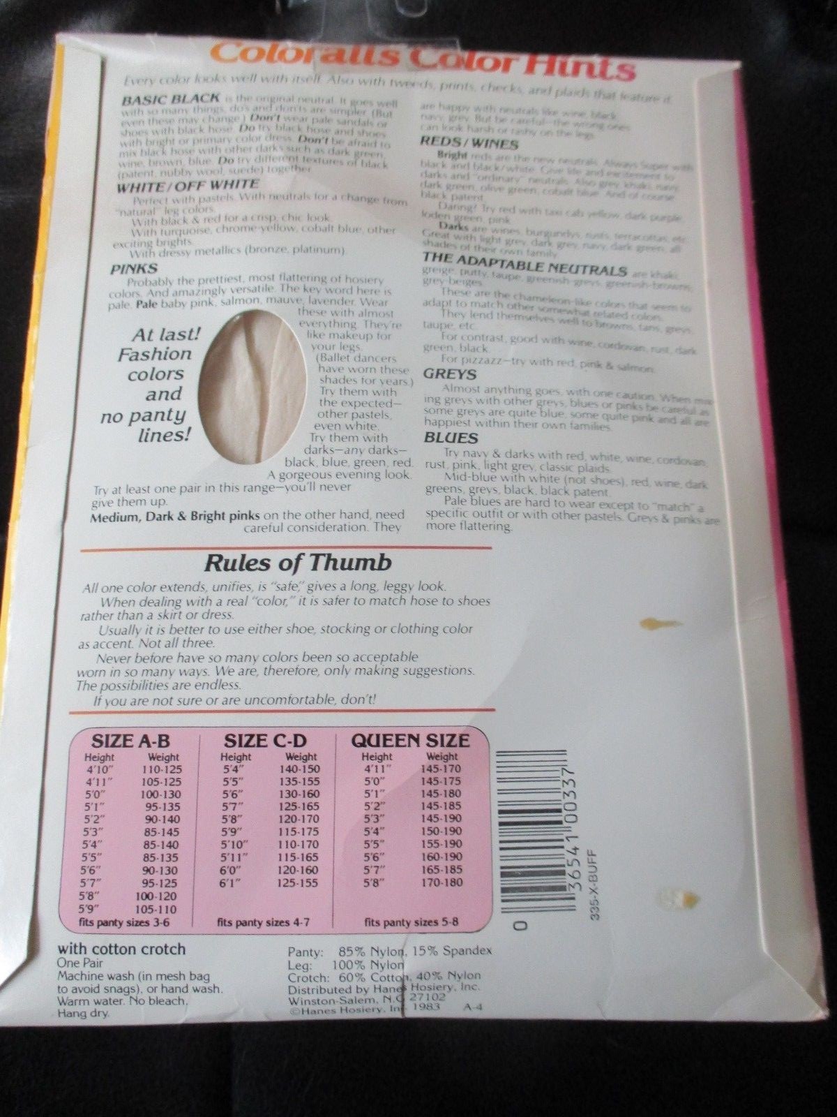 COLORALLS Vintage BUFF Control Top Nylon/Spandex PANTYHOSE-Size QUEEN X – 1980’s