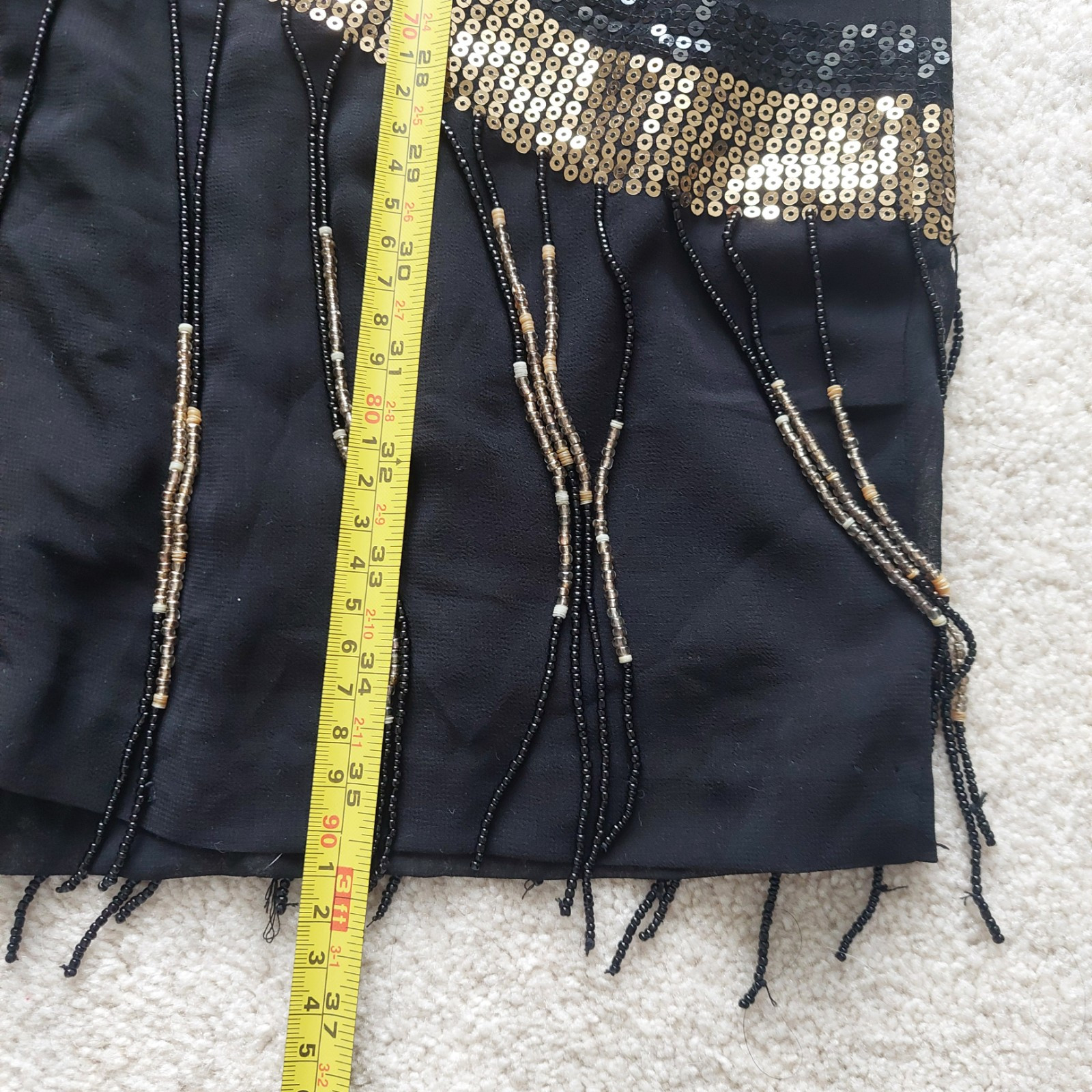Attitude Retro 1920 Style Dress Flapper Spangled Tasseled Sequin Black Size 6