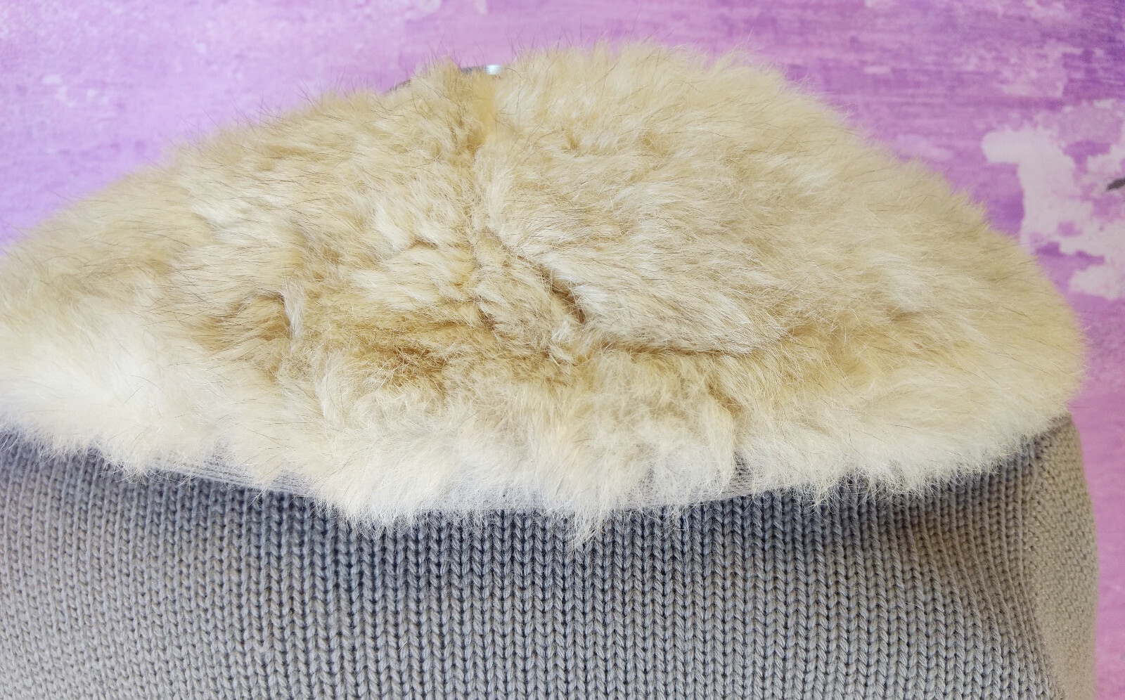 SAKRI Taupe Zephyr Wool Wrap Cardigan Sweater 1960s MCM VTG Fur Collar Tie Belt