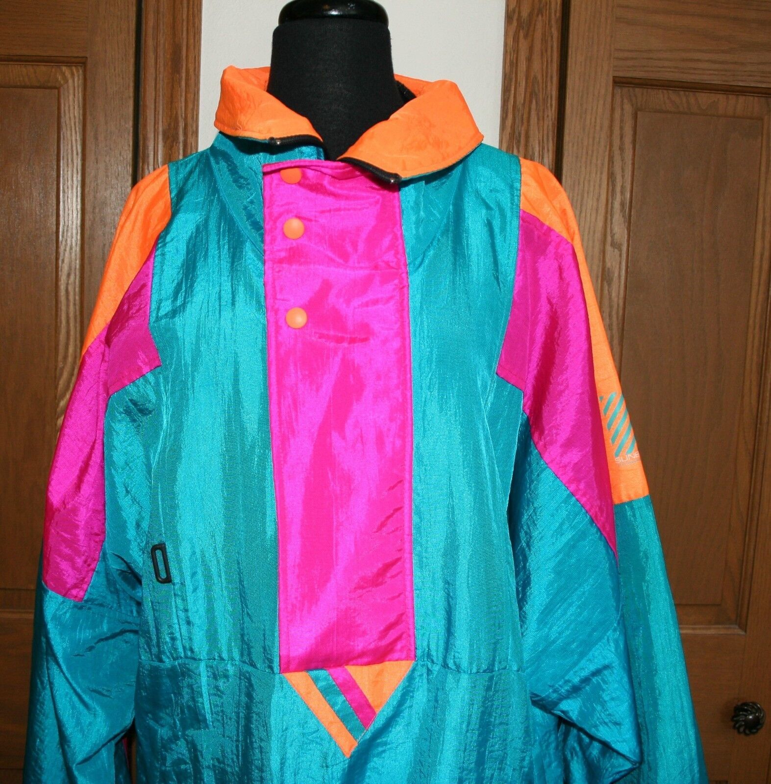 VTG Women’s Colorblock Windbreaker Pullover L SUNBUSTER Ski Jacket Nylon 1980s