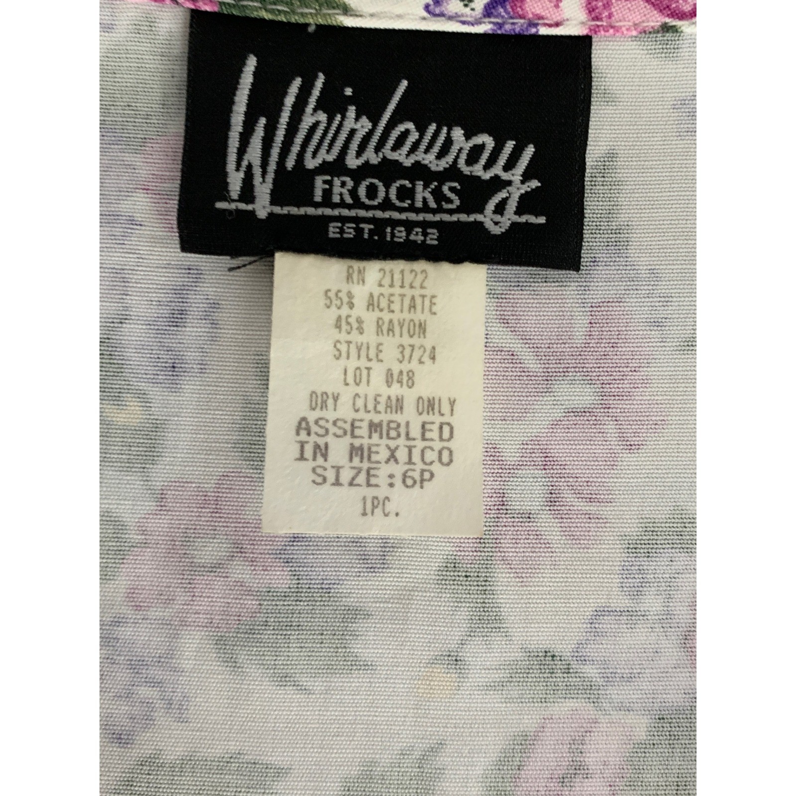 Whirlaway Frocks Vintage 90s Cottagecore Floral Lace Collar Dress Purple 6P