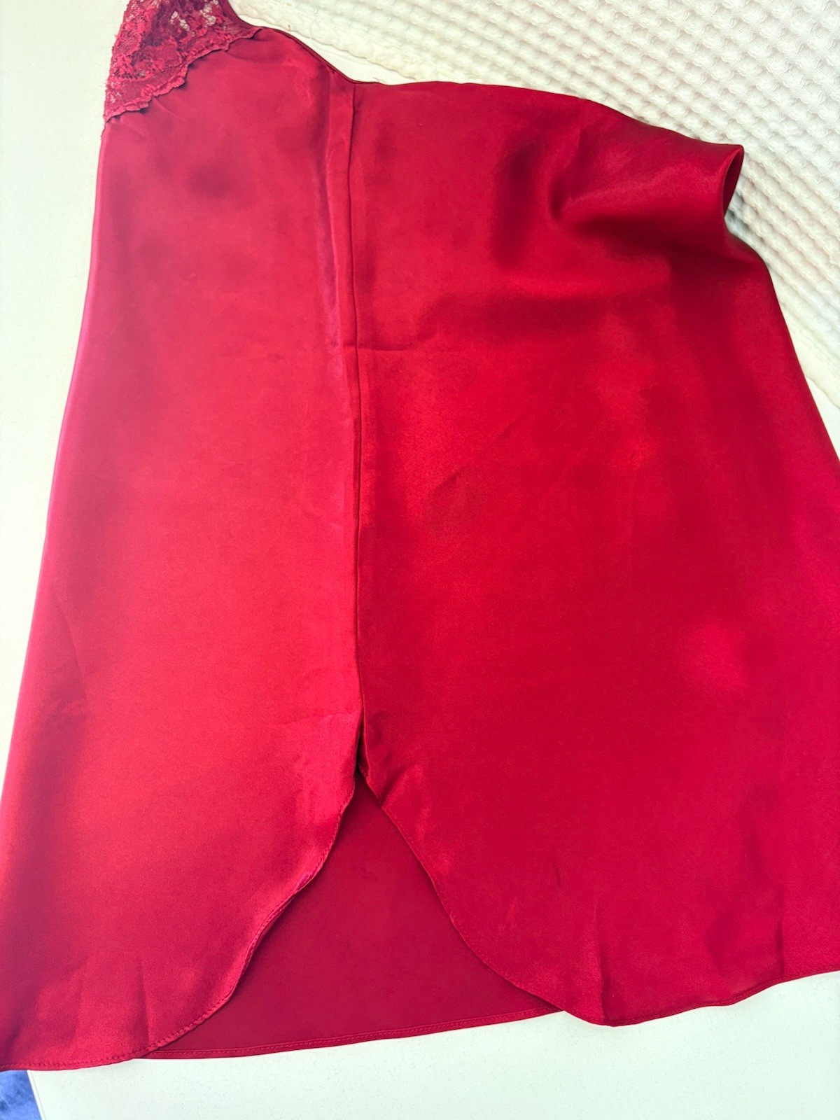 Vintage Alexandra Nicole Red Satin And Lace Chemise Nightgown Slip Dress 90s Y2K
