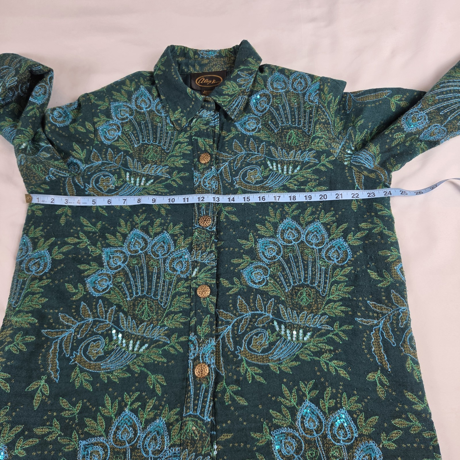 Alex Kim Green Paisley Peacock Jacket Boho Size 1X