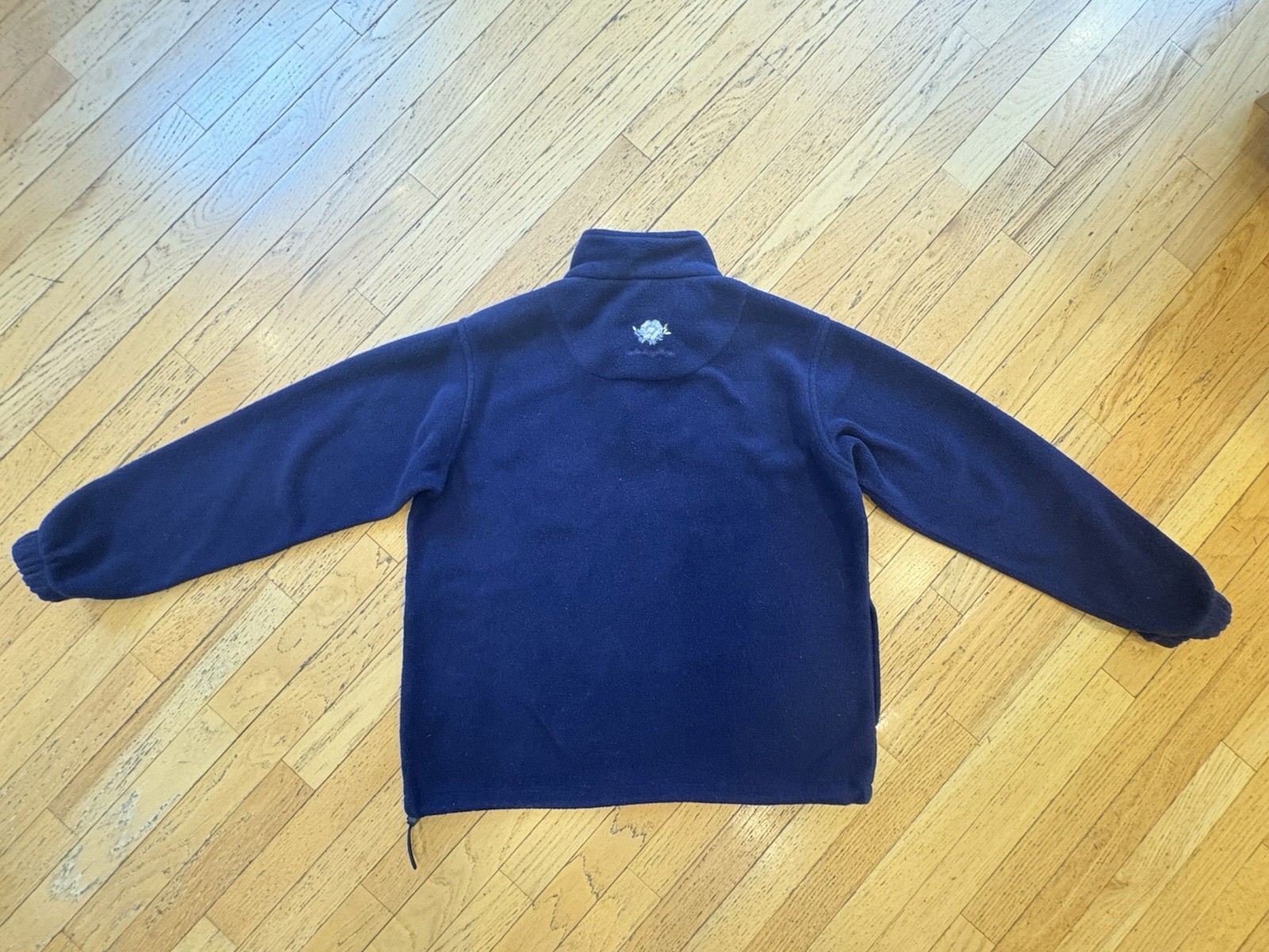 Northern Reflections Vintage Blue Fleece 1/4 Zip Floral Embroidered Pockets M