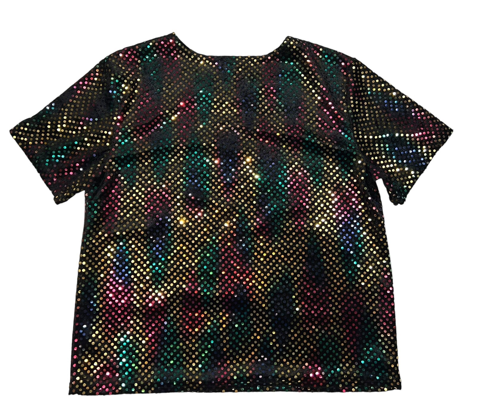 RAINBOW SNAKESKIN SEQUIN VELVET TOP SHIRT POP DIVA 1990s CLUB RAVE VINTAGE Y2K L
