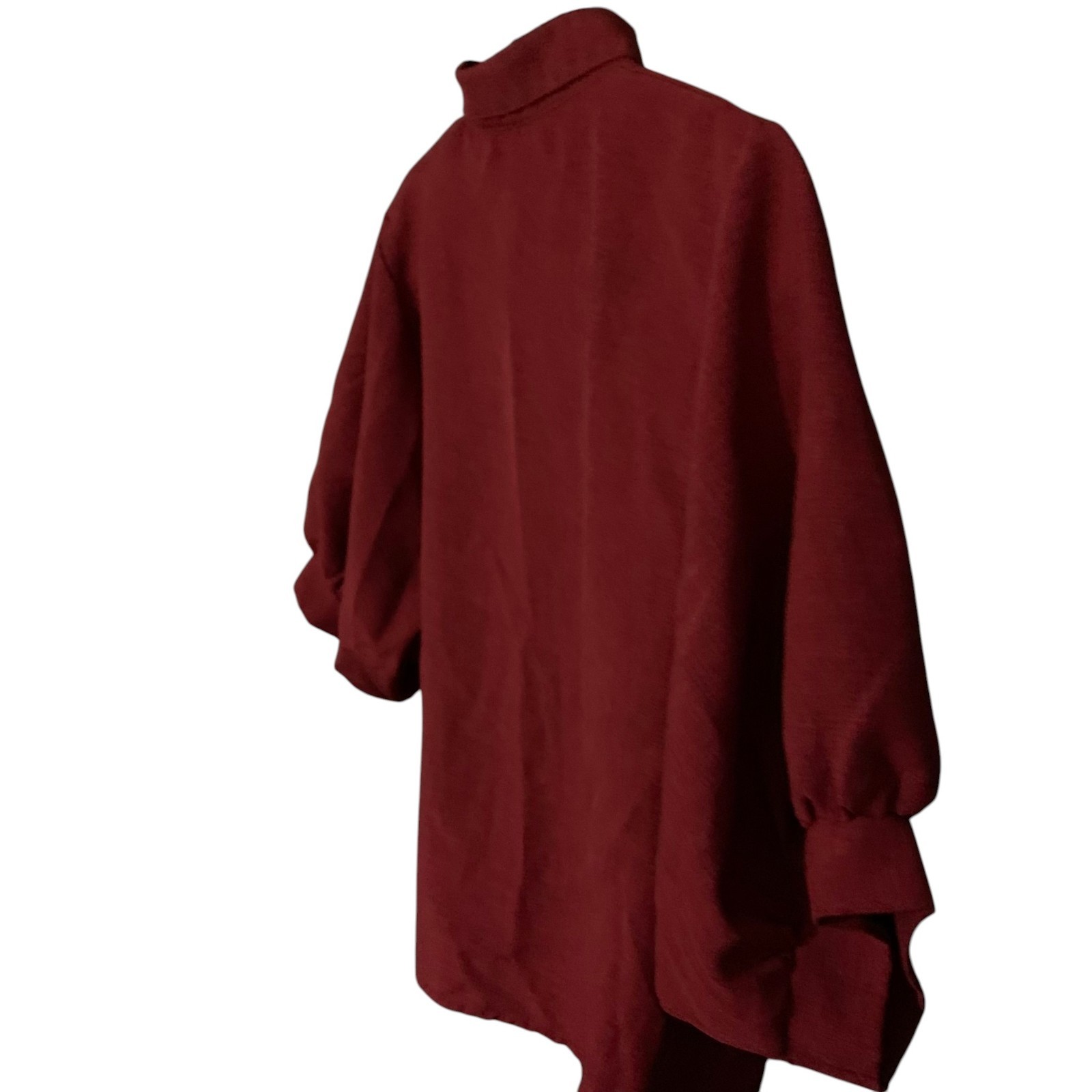 Vintage Ruby Red Button-Down Shirt Women’s Half Sleeve Structured Collar Size M