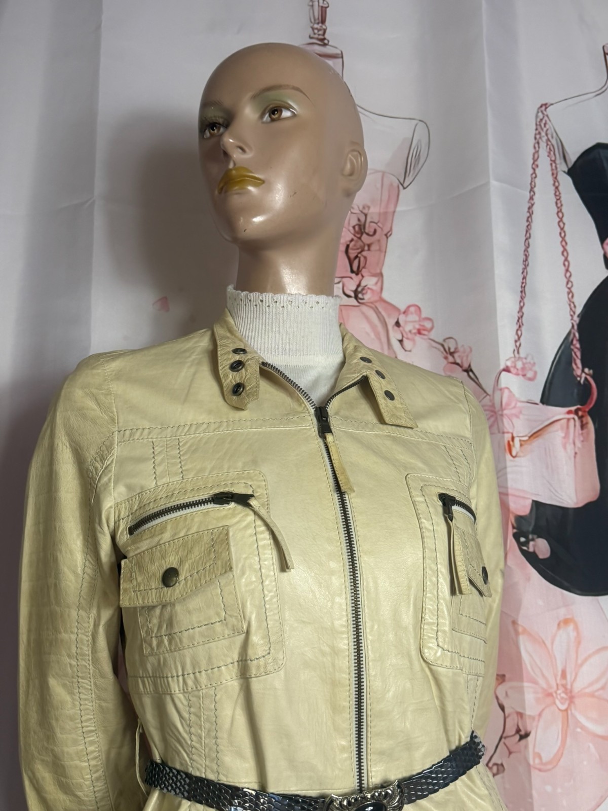 MCS Marlboro Classics Lambskin Leather Jacket 36 38 Vintage Y2K Italian Utility