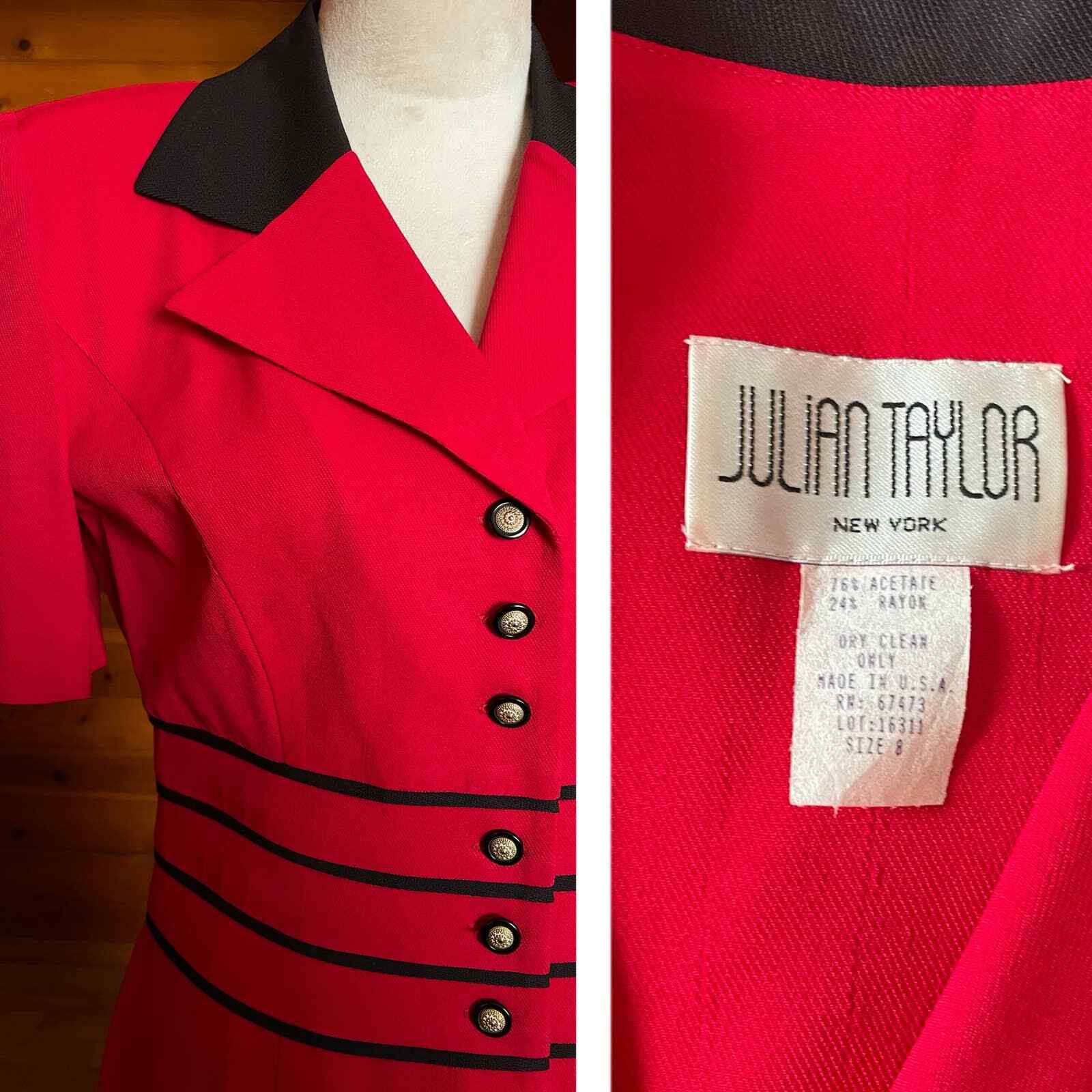 Vintage 1980s Julian Taylor Button Down Shirt Dress Sz 8
