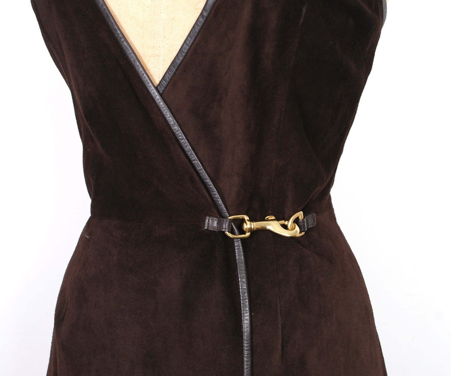 Vintage 1990’s Suede Brown Mini Dress Small S – US Size 4-6