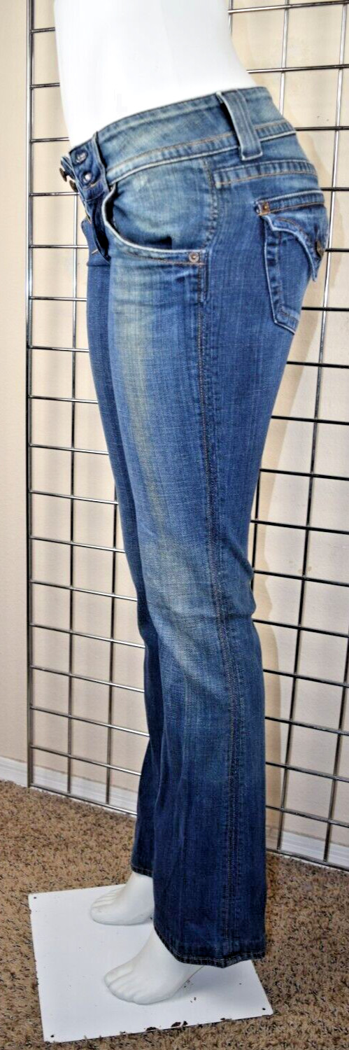 VTG Jeans Hudson Size 26 x 32 S/M 90s Med Blue Fading Low Rise Flared Made USA