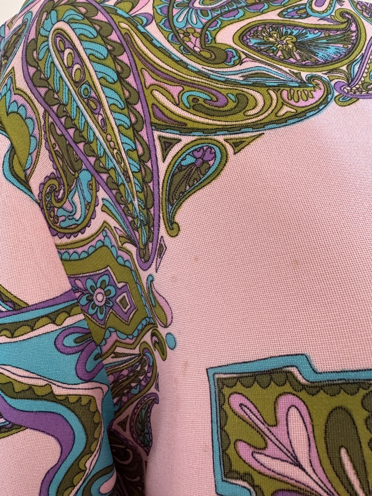 Vintage Anne Rubin Imports 1960s Silk Couture Italy paisley pink Top