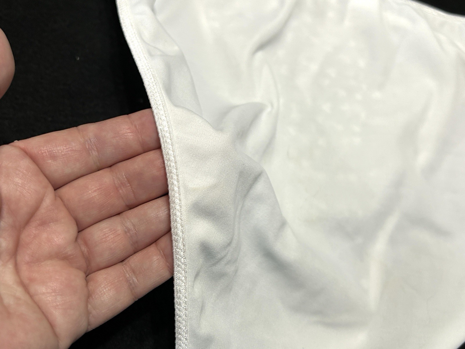 Vtg DONNA LOREN 105X Embroidered Sheer Mesh Satin 2X White String Bikini Panties