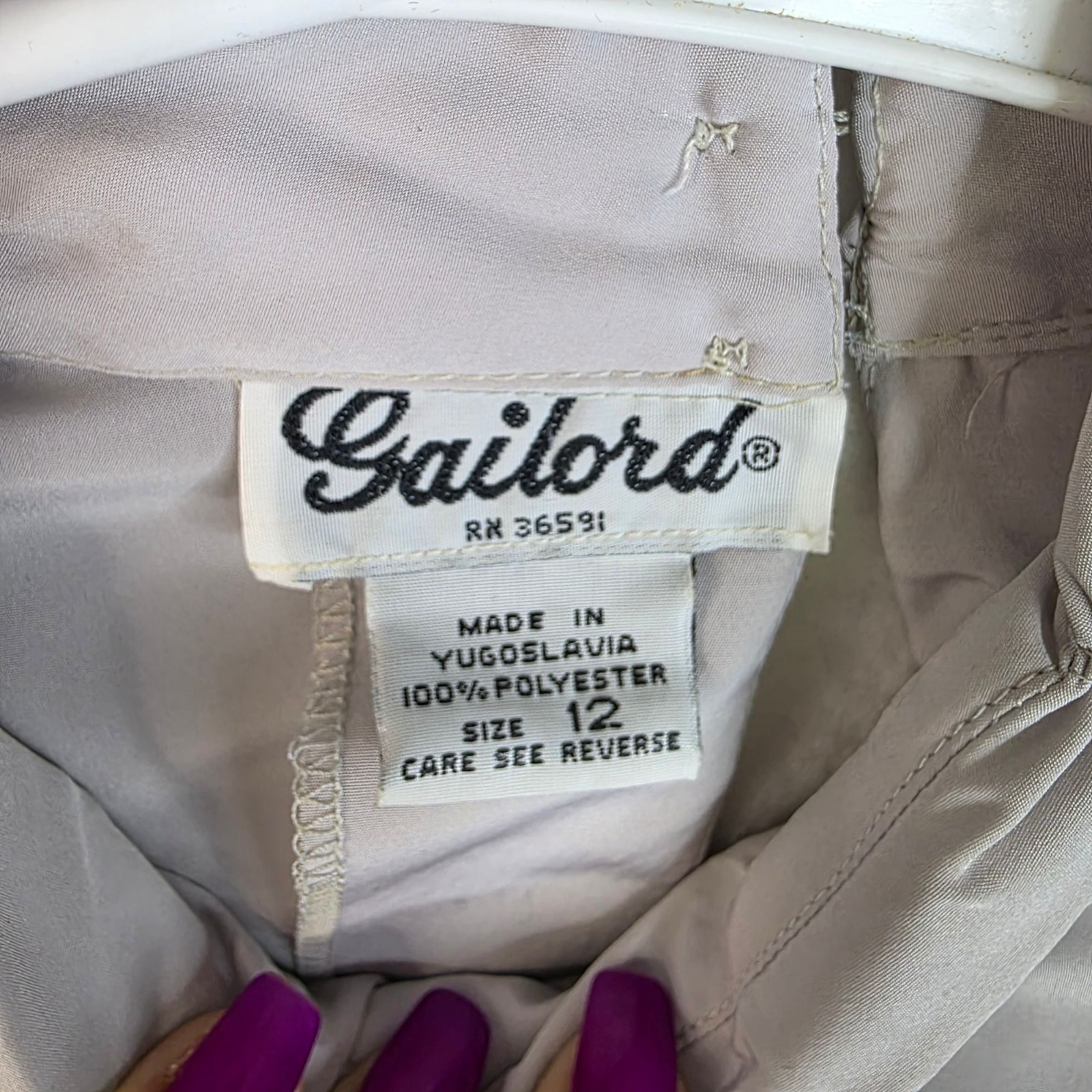 Vintage 80s Gailord Matisse Crepe De Chine Blouse 12 Dove Grey Pleated Feminine