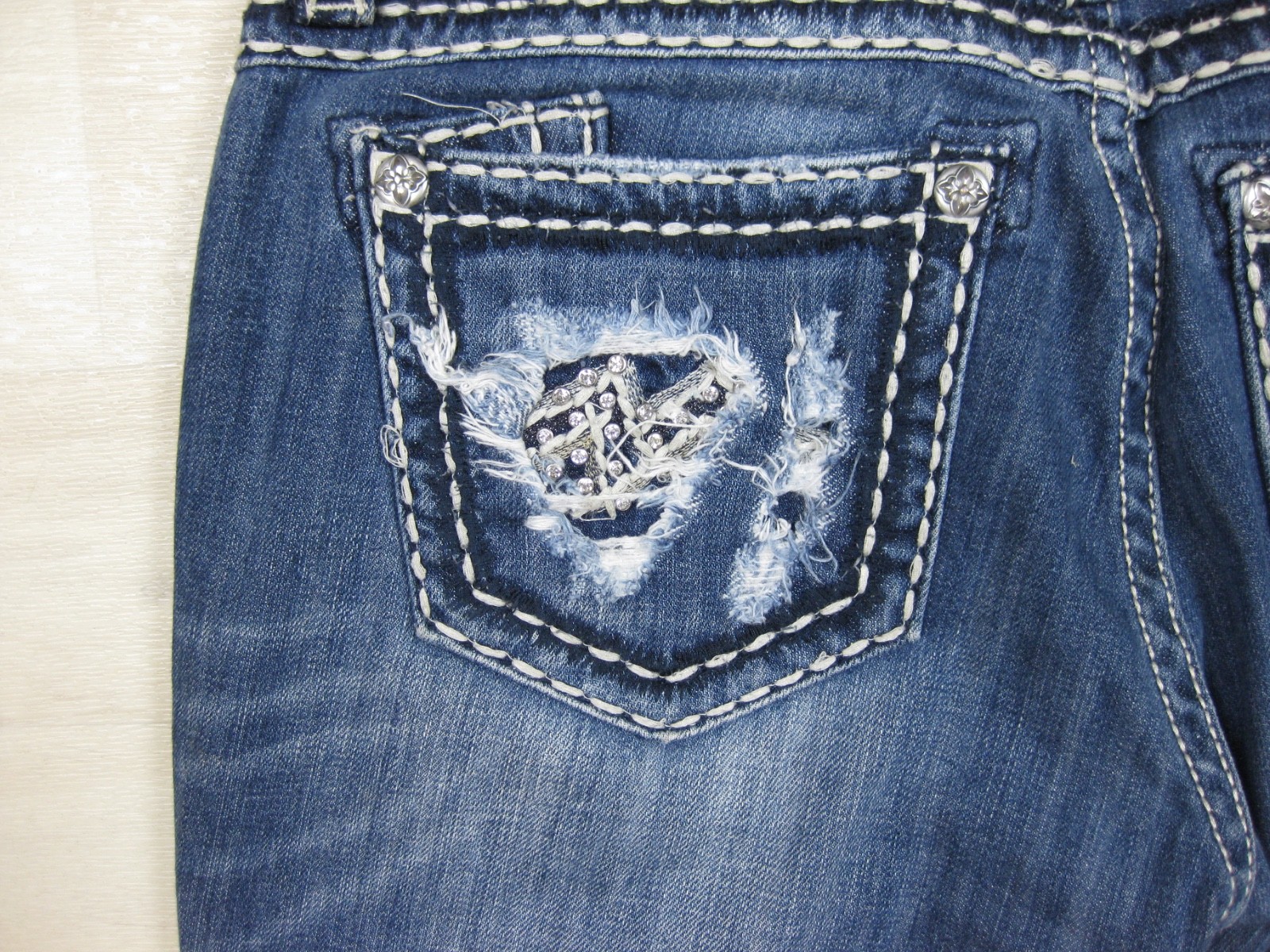 Y2K Miss Me Jeans Women’s (29) Low Rise Bootcut Biker Core #JE5152B14L McBling