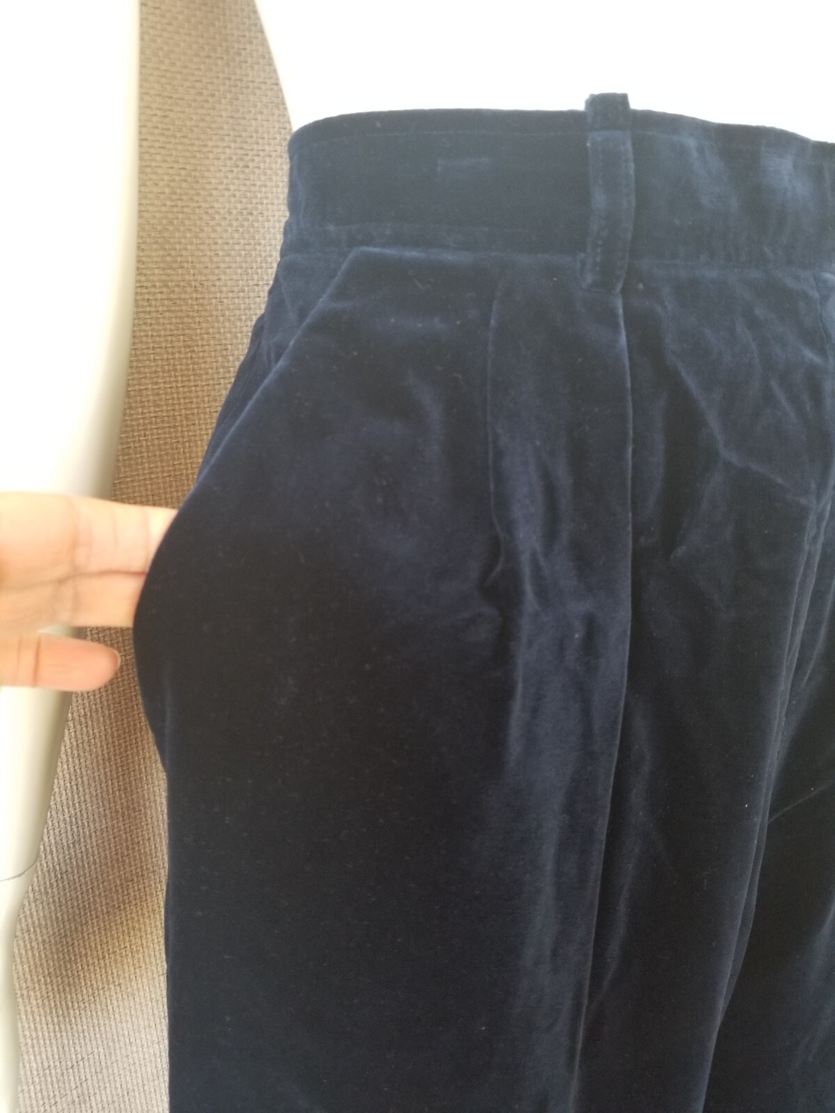 1980’s YVES SAINT LAURENT RIVE GAUCHE Blue Velvet trousers Womens Vintage Pants