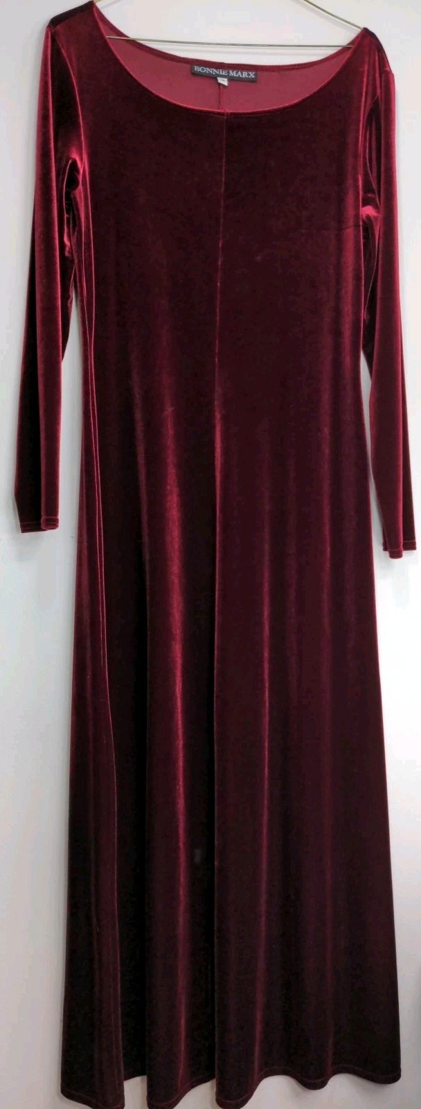 Vintage Bonnie Marx Velvet Maxi Dress Size Medium Burgundy Whimsy Goth Witchy