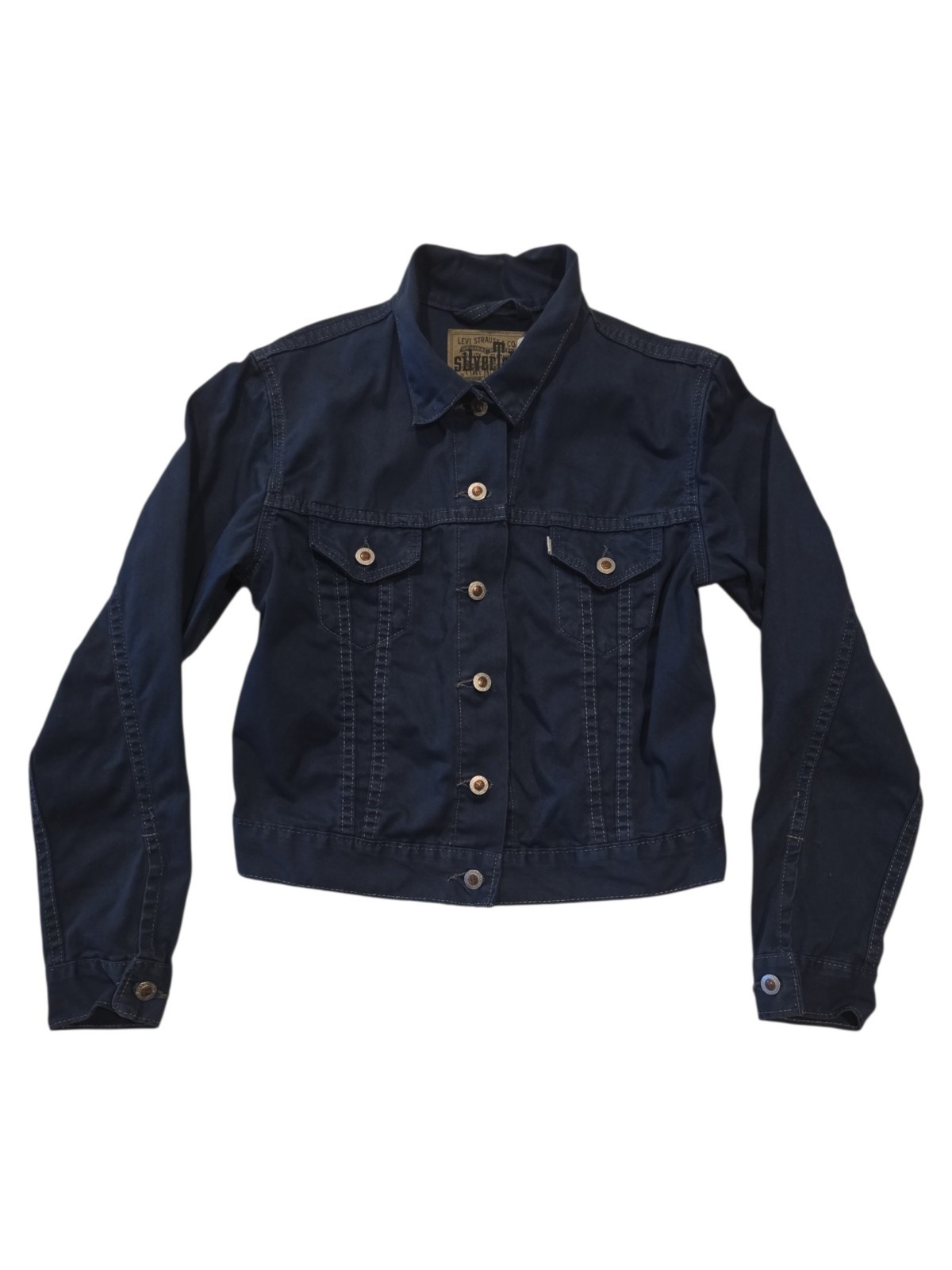 Vintage 1996 Levi’s SilverTab Trucker Jacket Navy Twill Women’s Small USA