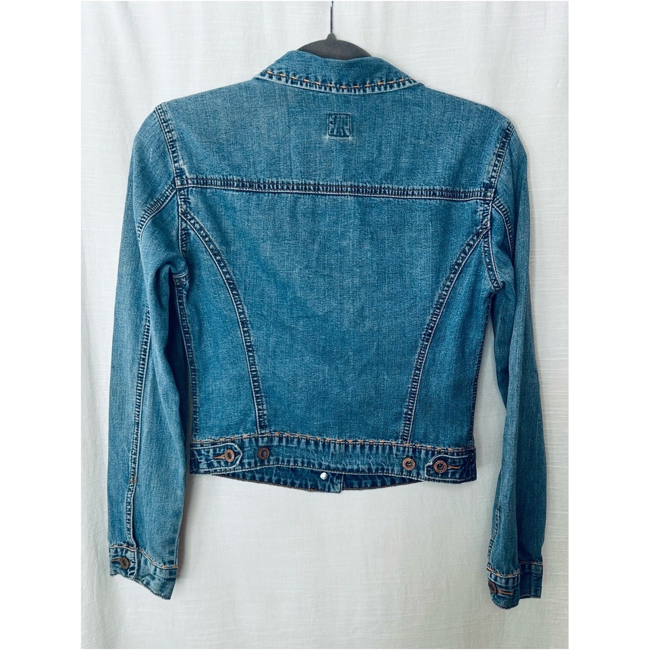 GAP Vintage Y2K circa 2000 Medium Blue Women’s Denim Jacket w/ Orange Stitching