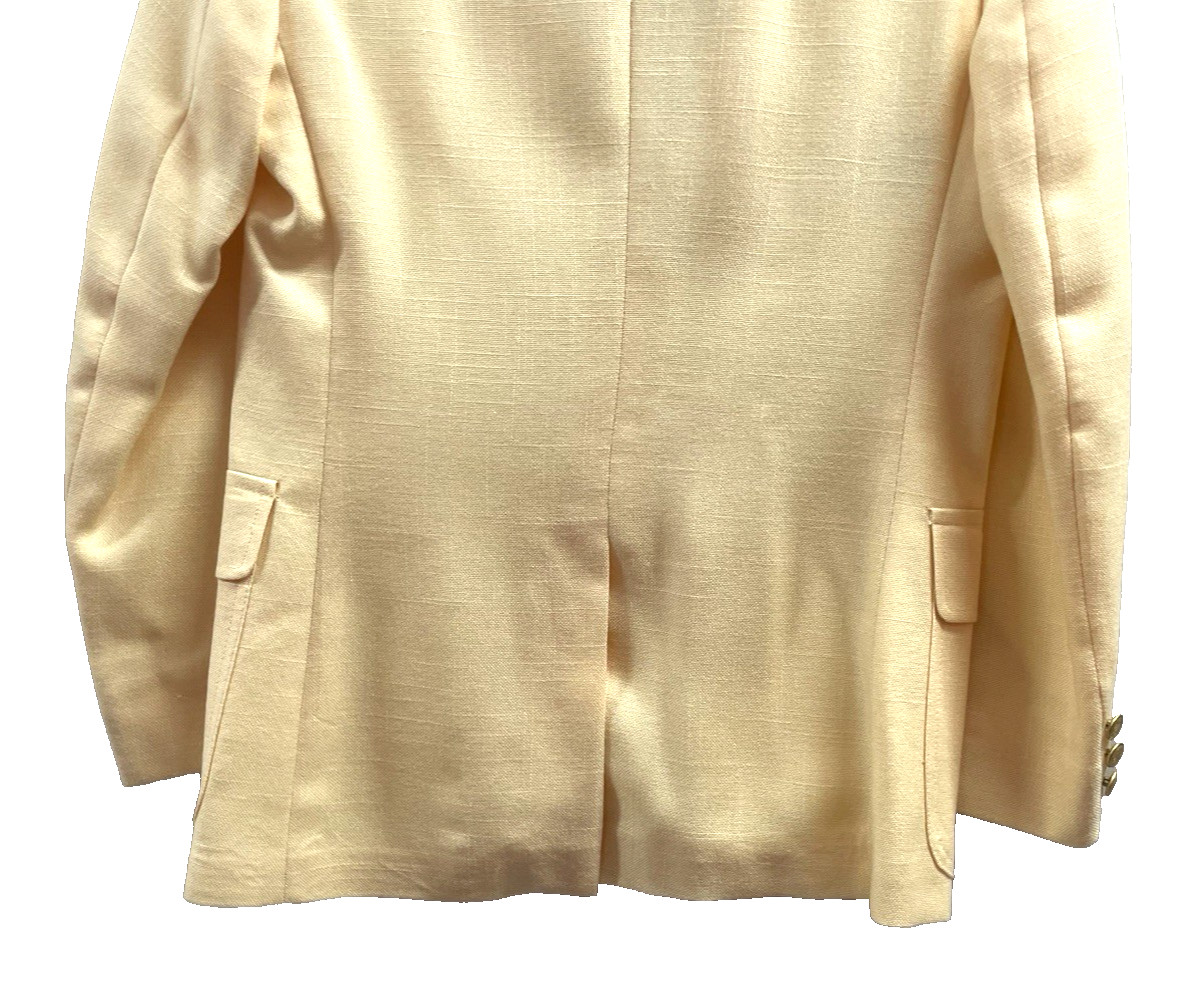 ANDHURST Women’s VTG 2-Button Lined Yellow Blazer Jacket USA Brass Buttons Sz SM