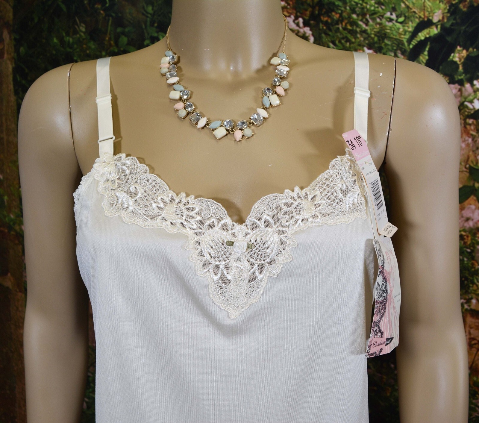UNWORN Shadowline Ivory White Slip, NOS w/Original Tags, Bodice Lace VTG 90’s